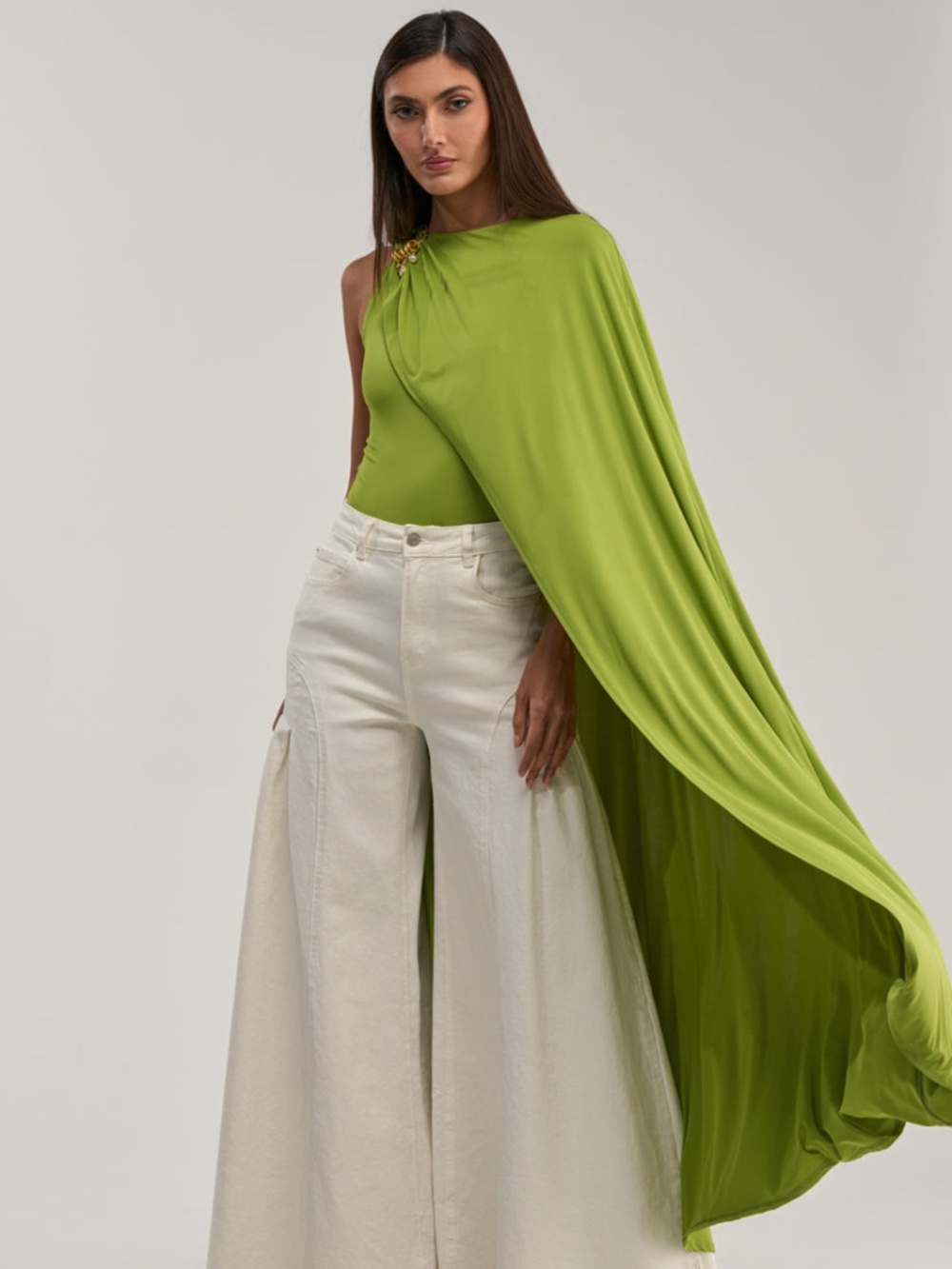 AKIRA NOT YOURS CAPE BODYSUIT IN CHARTREUSE Size SS
